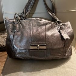 Coach silver metallic bag