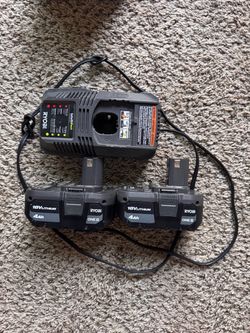 🔥 Ryobi ONE+ 18V Charger + 2 Batteries – 4Ah Each