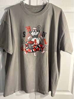 Vintage Cash Only Snake Graphic Grey Streetwear Tee 23.5x28 XL (A4)
