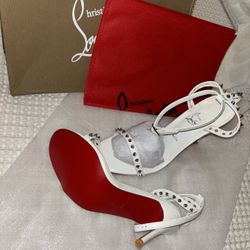 White Red Bottom Slingback Stilettos