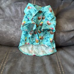 New Without Tags FuzzYard Size 1 Dog Pet Summer Coconut Drink Tropical Hawaiian Button Up Collared Shirt