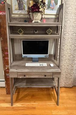 Modern Gray Wood Computer Desk  – 71”H x 3ft W x 21”D