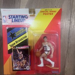 Kenner Starting Lineup John Stockton NBA Special Series Poster & Card 1992