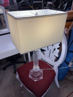 Clear Acrylic and Glass Table Lamp
