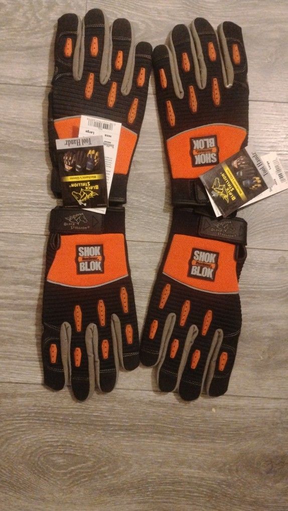 2 Pair Of Black Stallion Tool Handz Size L Anti Vibration