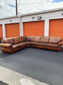 Brown Leather Sectional - DELIVERY AVILABLE