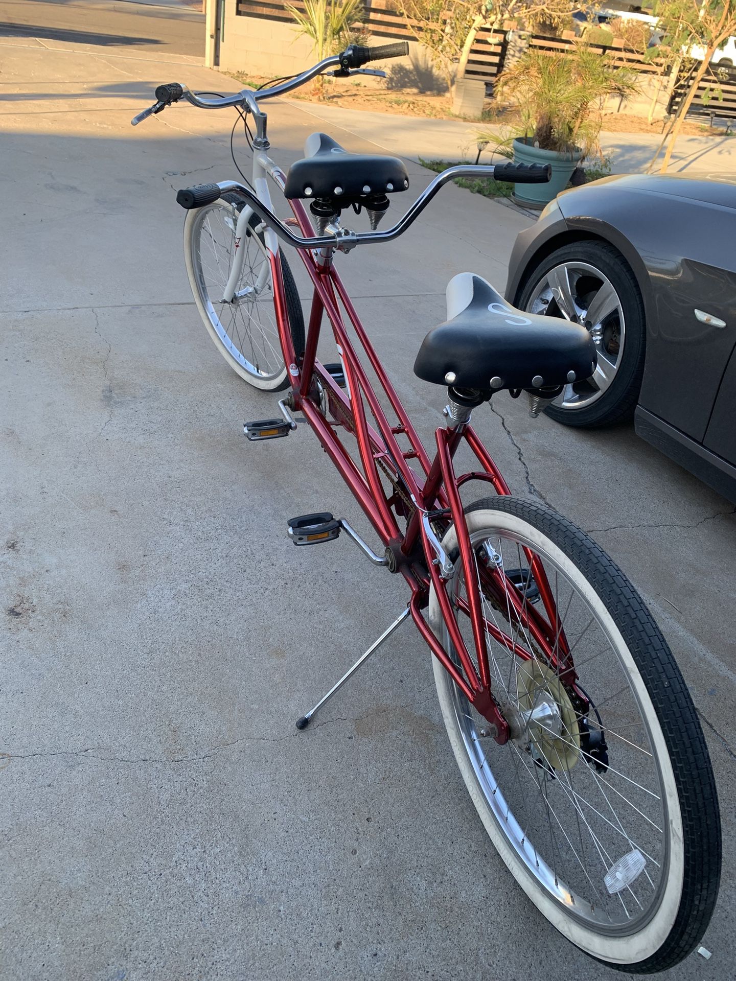 Red Schwinn Tandem bike