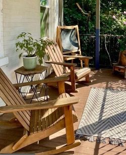 Set of 2 Solid Wood Adirondack Rocking Chairs