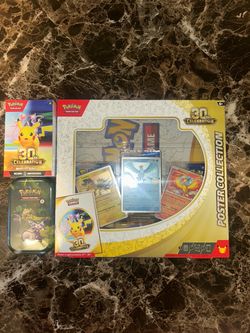 Pokemon TCG 30th Celebration Lot: Bundle + Espeon Tin + Poster Collection
