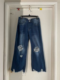 Melarey Womens Distressed Ripped Wide Leg Jeans Size Small
