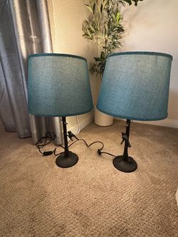 Set of 2 Rustic Bird Table Lamps – Teal/Aqua Shades