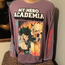 XXL My Hero Academia Plus Ultra Long Sleeve Purple Graphic T-Shirt - Anime Japan