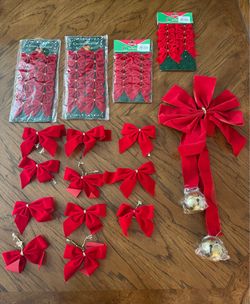 Festive Red Christmas Bows both New and Used - $12.00 for the lot
