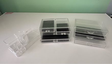 Clear makeup organizers