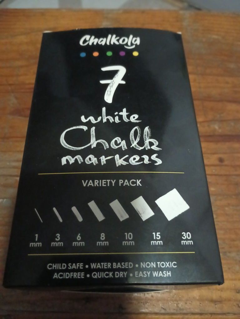 Chalkola 7 White Chalk Markers - Variety Pack