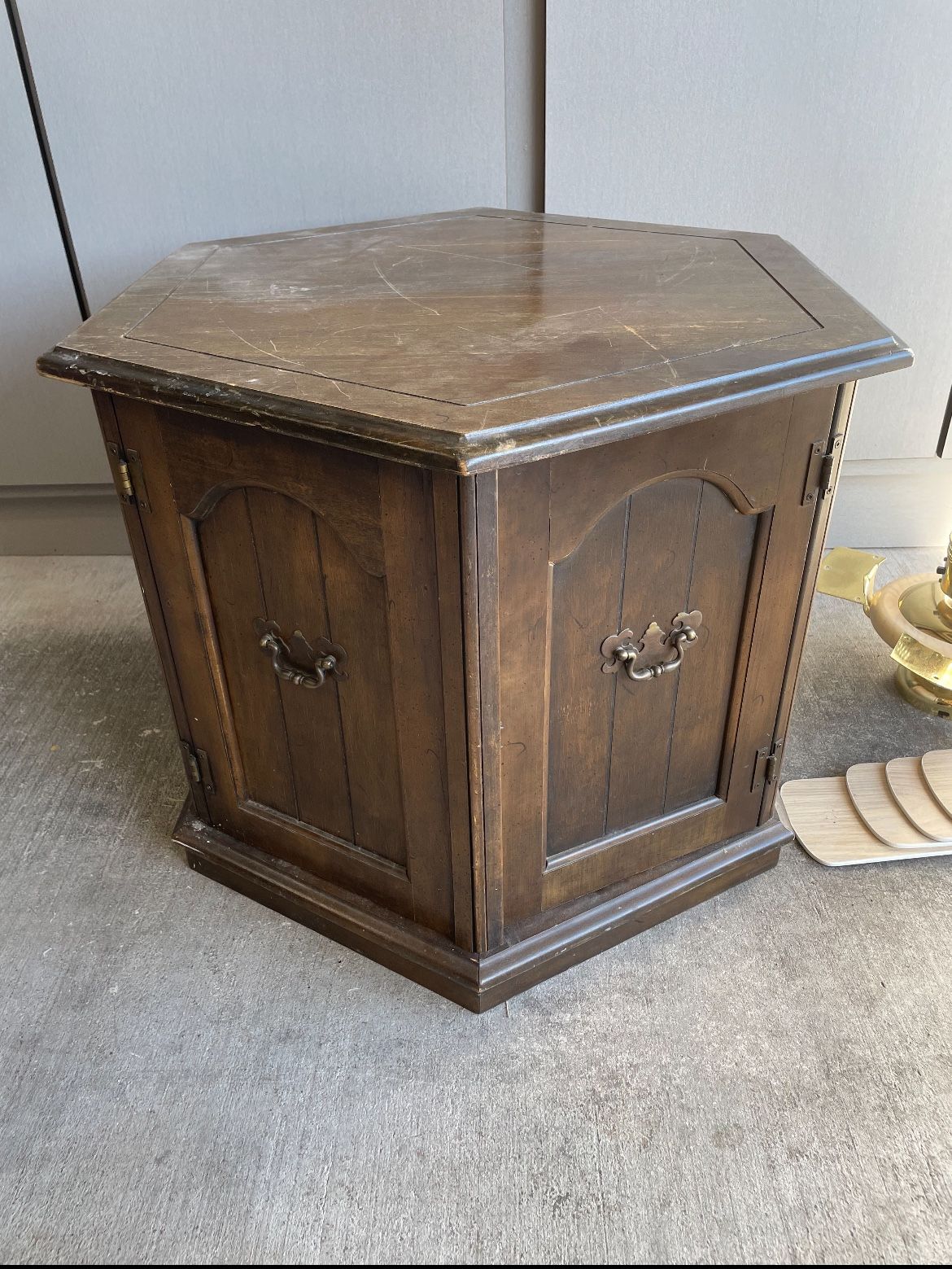 NEW Antique Marble Round top Cabinet