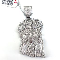 925 Sterling Silver Moissanite Jesus Pendant 14.40g 205969/8
