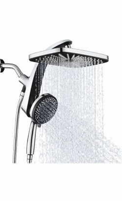 High Pressure Rain Shower Head: Upgrade Shower Heads with Handheld Spray Combo with Fixed Showerhead and 10 Sprays Handheld Shower Head, Detachable Sh