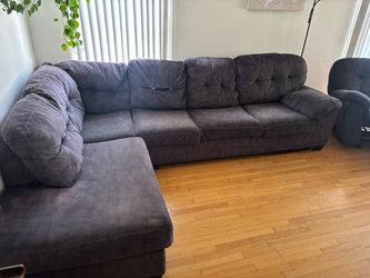 Gray Microfiber L-Shaped Sectional Sofa