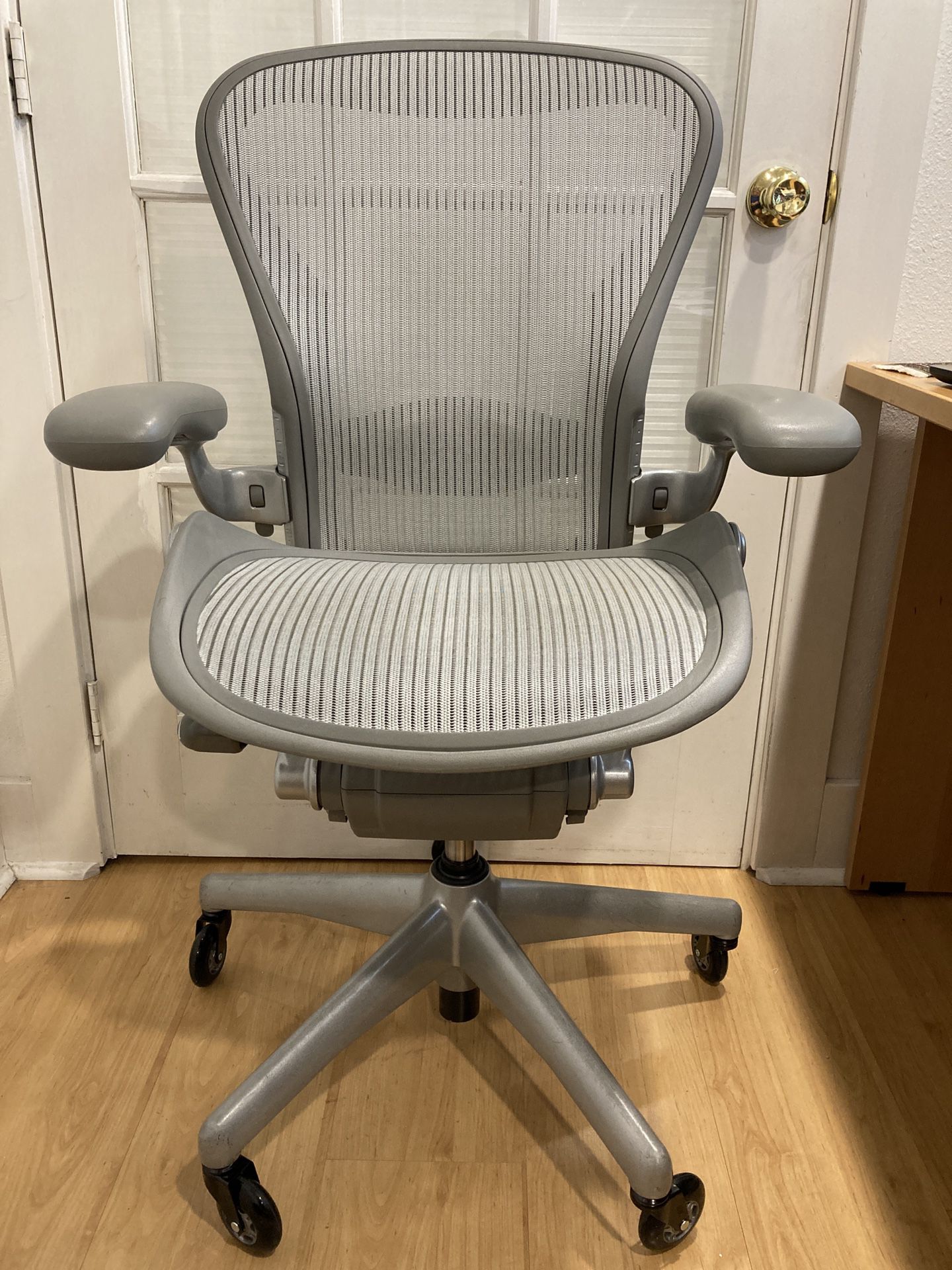 Herman Miller Aeron Chair Fully Loaded Medium Size B Titanium Silver Extras