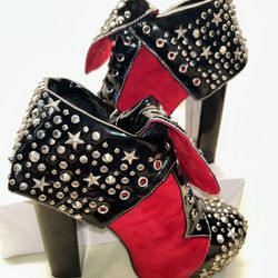 Issue Red Velvet Lace Up Booties Platform shoes size  10