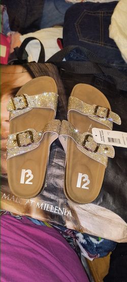 ;Brand New Birkenstock styled sandals with rhinestones Size 6