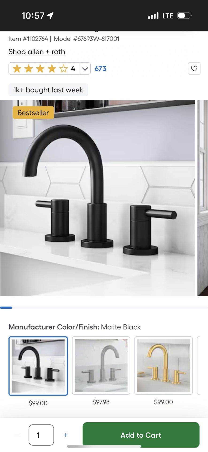 Black Allen And Roth Faucet 