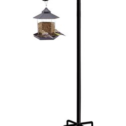 Artibear Adjustable Outdoor Shepherd Hook Stand with 5 Prong Base, 108 Inches Tall 3/5 in Thick, Shiny Black (1 Packs)
