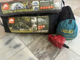 Camping Bundle – 8-Person Tent + 1 Person Backpacking Tent + Air Bed + Coleman Pump !