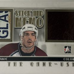 2014 Joe Sakic In The Game - Used Stick And Memo 1/1