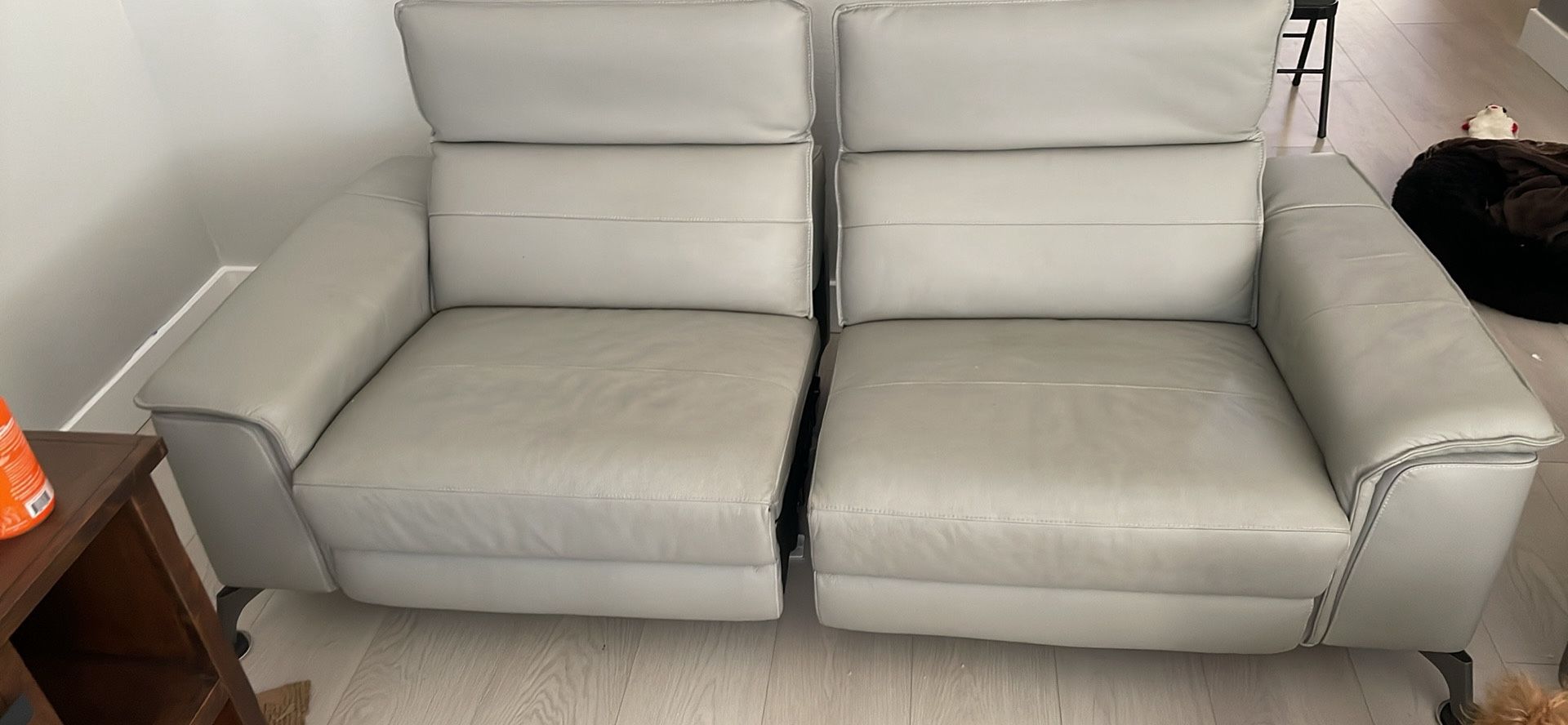 Gray Leather Sectional