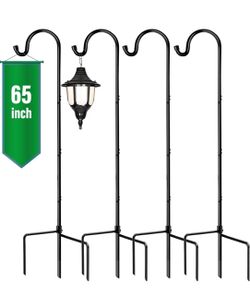 GOFORWILD 4 Pack 65 Inch Adjustable Shepherd Hook for Garden Decor Made of Premium Metal for Plant Hanger, Lantern Hook, Solar Light Hanging and Weddi