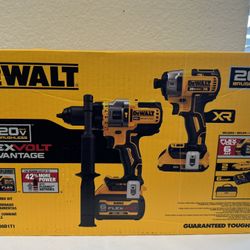 Dewalt 20V MAX Cordless Brushless Hammer Drill/Driver 2 Tool Combo Kit with FLEXVOLT ADVANTAGE 