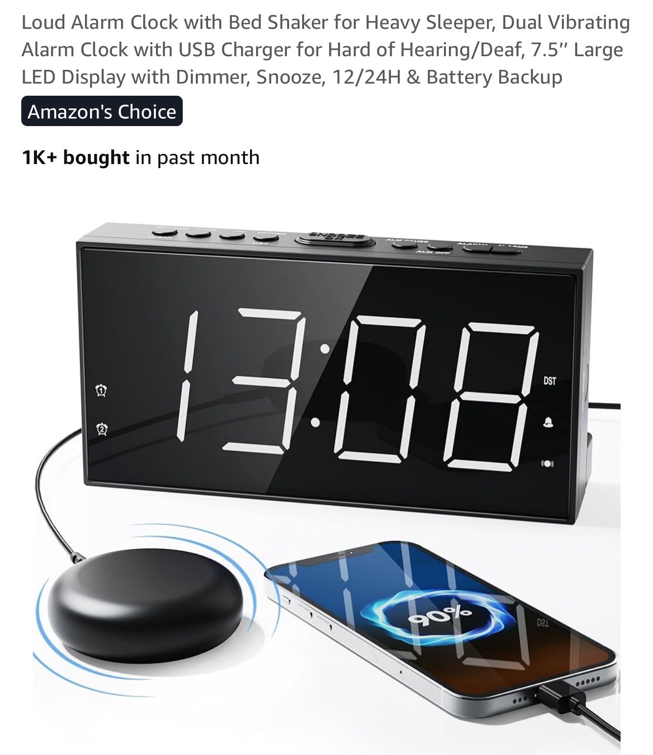 Loud Alarm Click With Bed Shaker, New