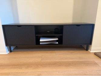 Black Fluted Wood TV Stand/media console  70” x 16”
