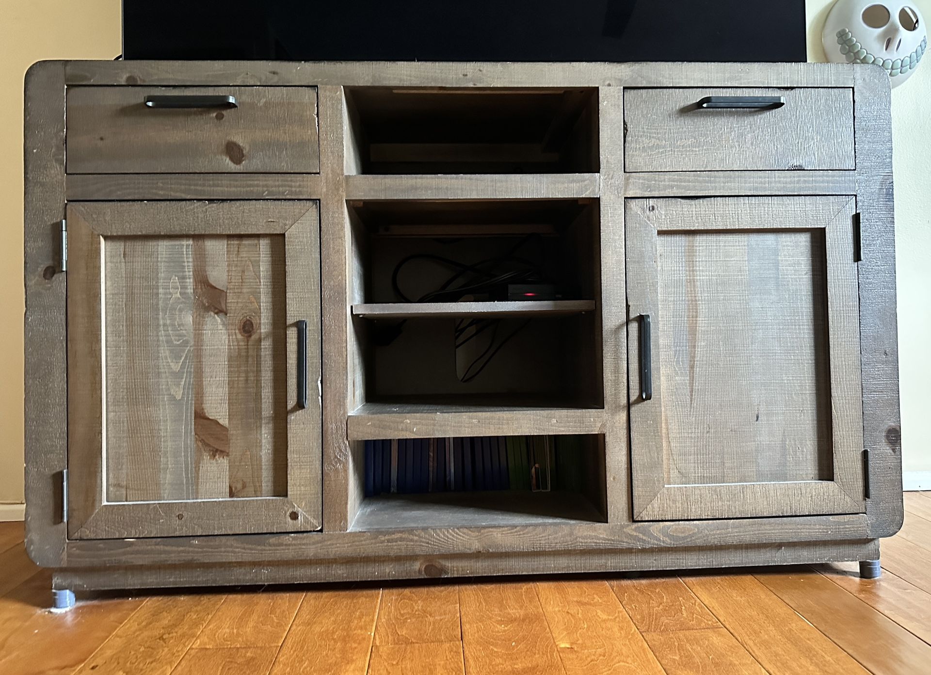 54” Solid Wood TV Stand Console with Large Storage