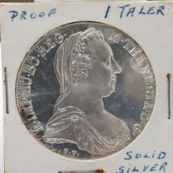 Vintage Proof 1780 Maria Theresa Silver Thaler - Large Solid Silver