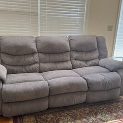 Manual Recliner Grey Sofa