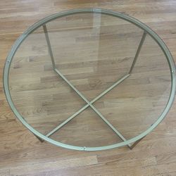 Pier 1 Glass & Brushed Gold Coffee Table 