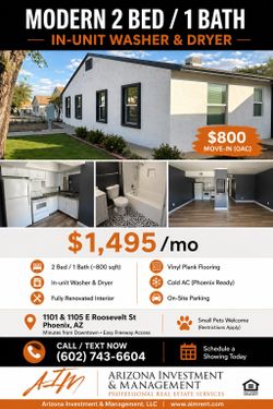 Updated 2 Bed in Downtown Phoenix - W/D included $1495