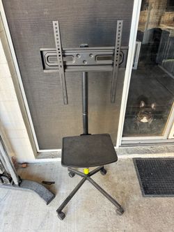 Rolling TV Stand on Wheels for 23-65 Inch TVs,Tilt Mobile TV Cart Holds up to 99 lbs with Adjustable Height Shelf