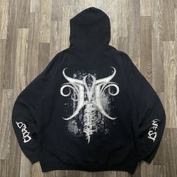 Black Y2K grunge Style Zip Up Hoodie