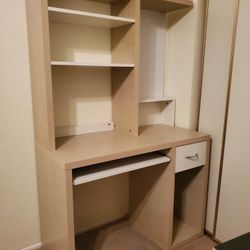 Ikea Desk (MIKAEL) with hutch and shelves