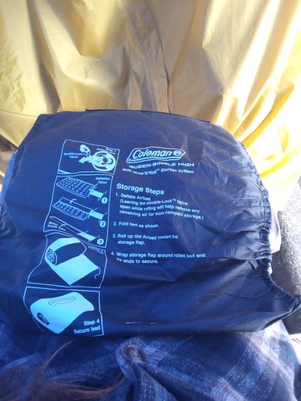 QUEEN SIZE COLEMAN BLOW UP MATTRESS W/ AIR PUMP