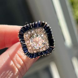 I Have A Huge Diamond Ring 4.50cts With 5+ct Natural Blue Sapphires- Solid 14k Gold