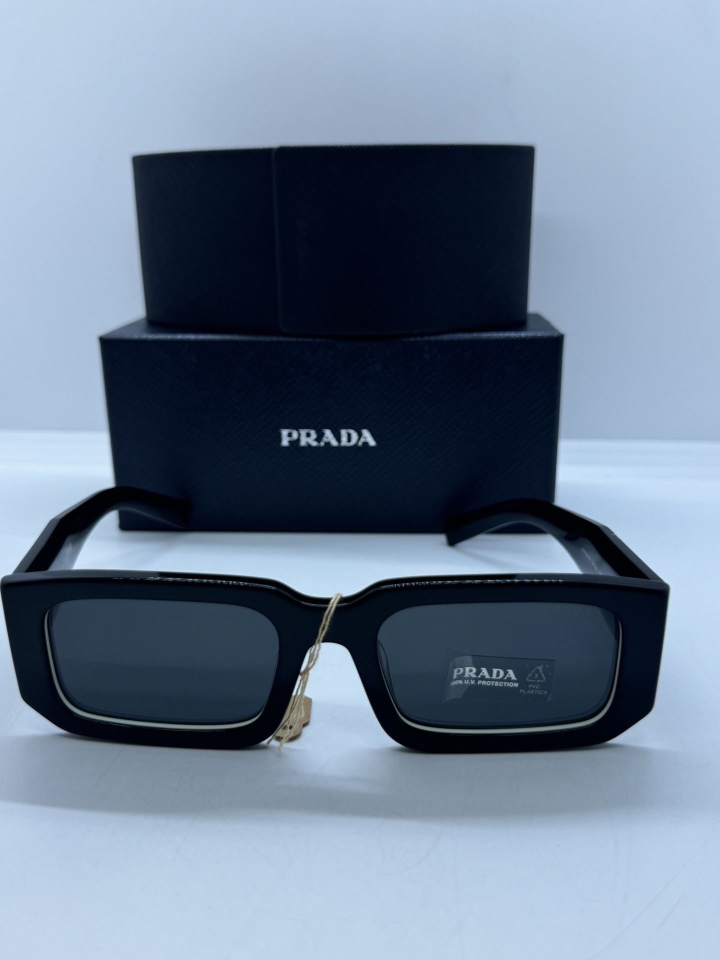 PRADA SPR 06Y-F 09Q5S0 Black/White/Dark Grey Sunglasses New Authentic