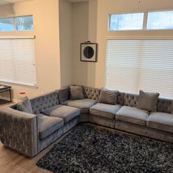 Gray velvet sectional