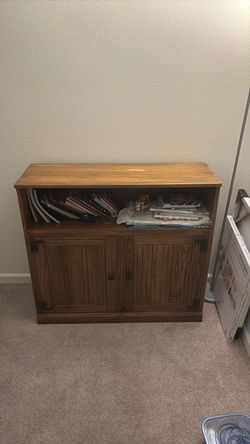 Wood Storage Cabinet with Open Shelf