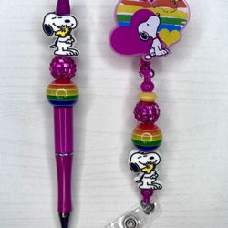 SNOOPY BADGE REEL & PEN SET