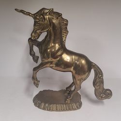 Beautiful Vintage Solid Brass Unicorn Figurine 